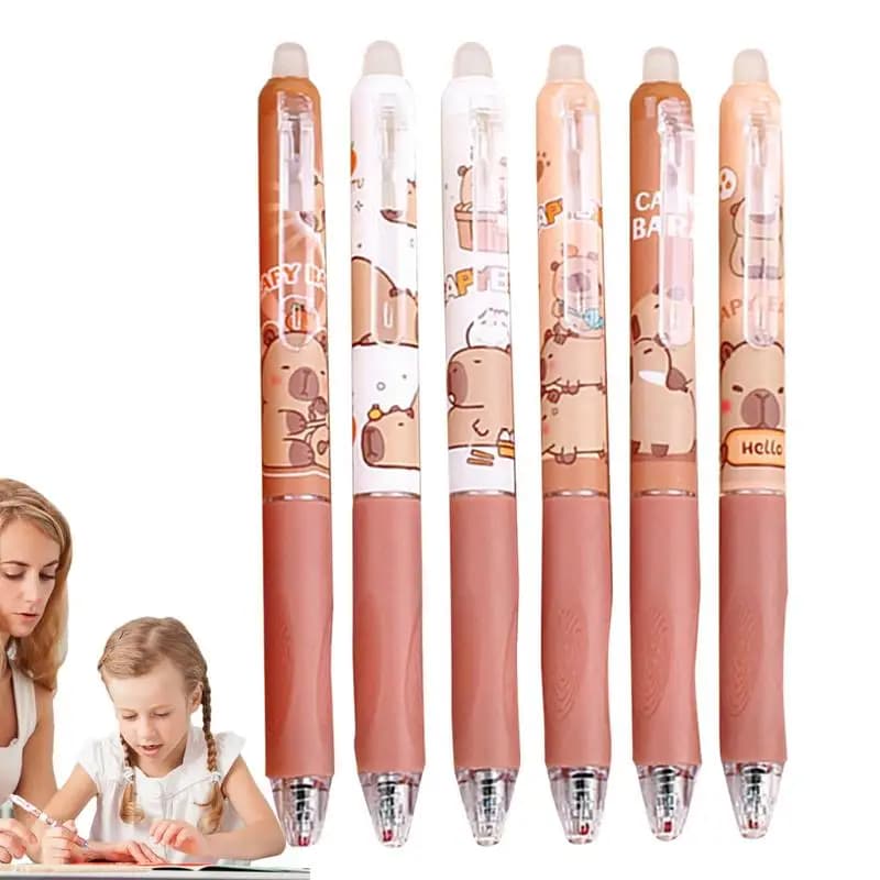 6 pezzi cartone animato carino capibara penne gel Kawaiis scrittura ad asciugatura rapida penne neutre eleganti e lisce cancelleria estetica