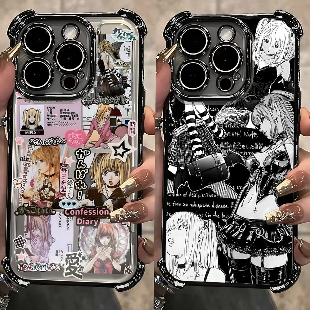 Anime Cute Misa Amane Plating Phone Case For iPhone 17 16e 16 15 14 13 12 11 Pro Max X XR 7 8 Mini Air Plus Anti-Fall Airabag
