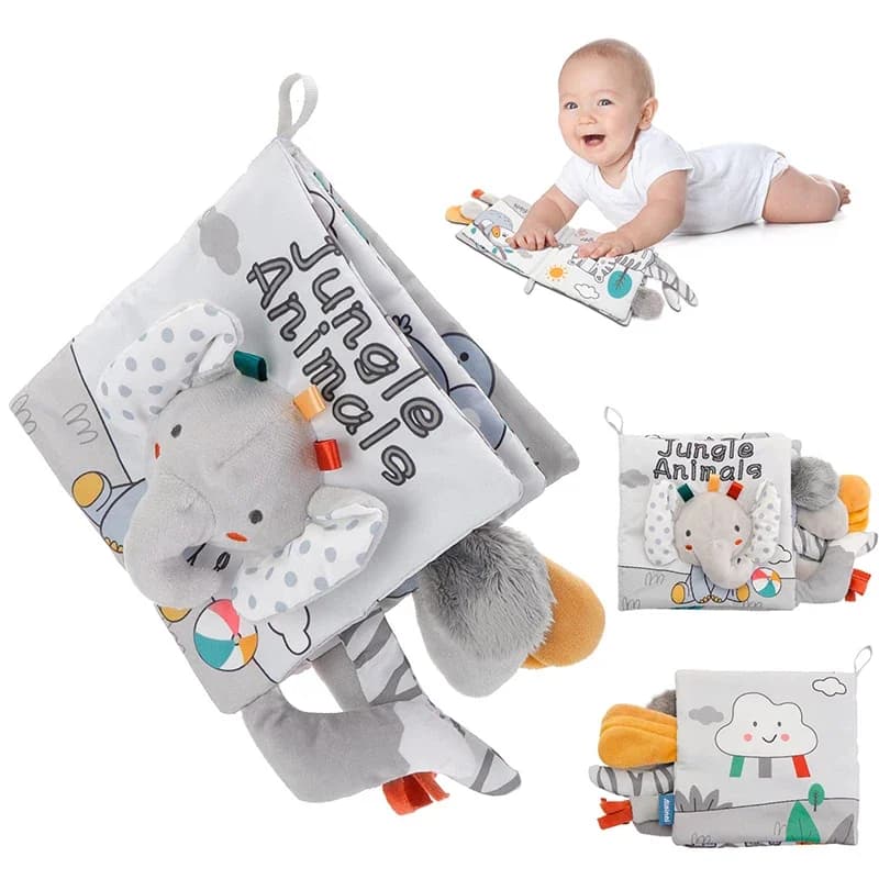 Libri in Stoffa 3D Morbidi per Neonati, Libro in Tessuto ad Alto Contrasto, Giocattolo Sensoriale Educativo per l'Apprendimento Precoce per Bambini 0-12 Mesi