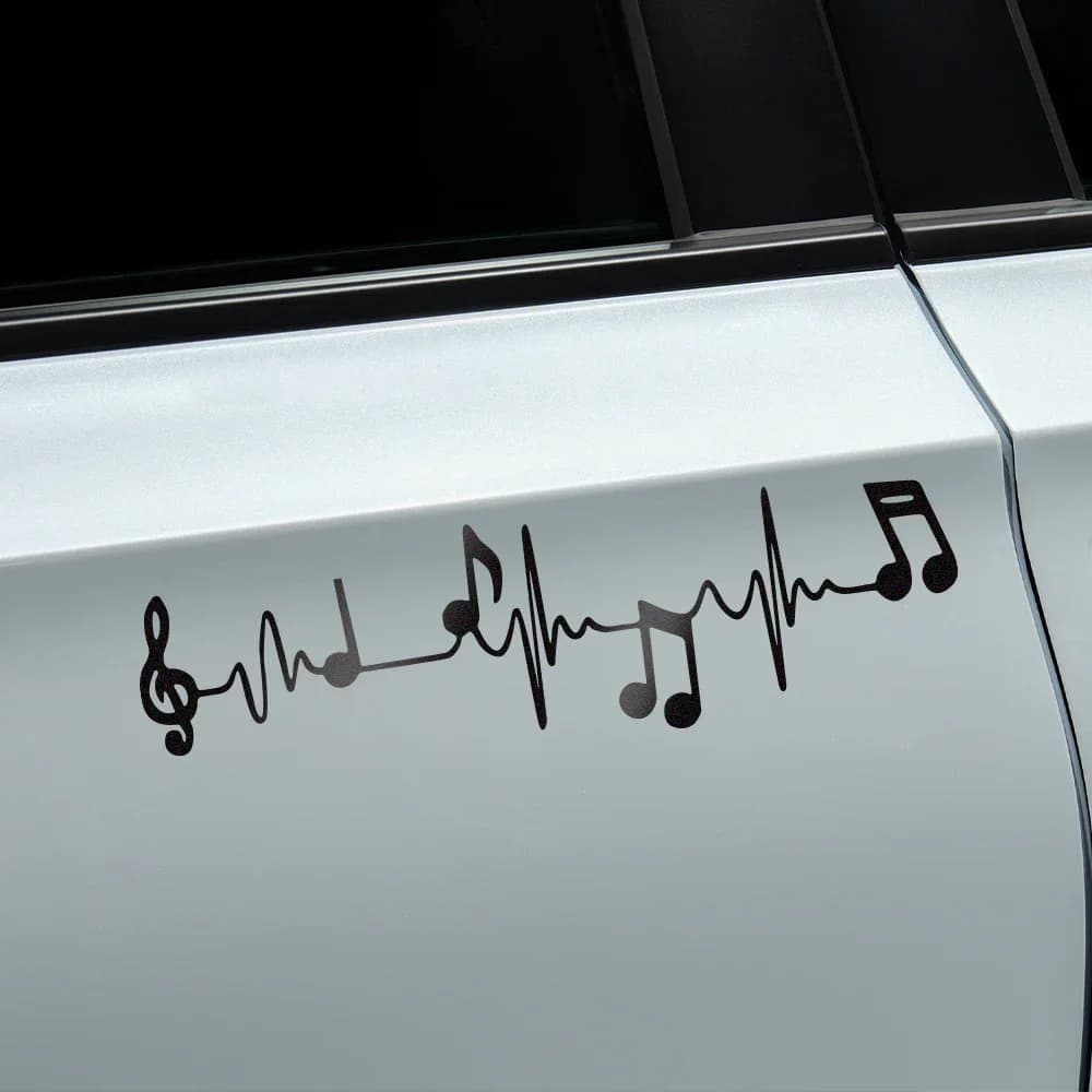 Car Sticker Music is the Heartbeat of Life Graphics Window Reflective Vinyl Decal Truck Laptop Notebook Decor Accessories