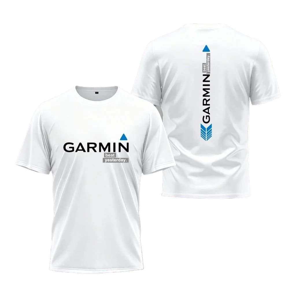 2026 new White round-neck T-shirt, vertical striped arrow outdoor sports pattern T-shirt, unisex short-sleeved sports shirt