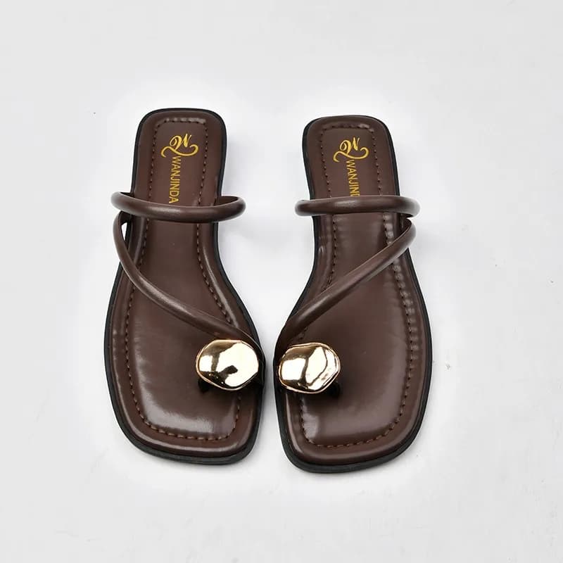 Sandali da donna eleganti con cinturino incrociato, comodi e leggeri, con passante per il dito, scarpe da spiaggia dal design casual a tinta unita per l'estate