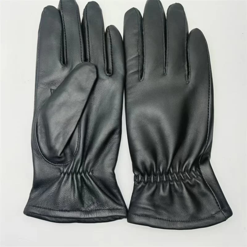 Winter Warm Genuine Leather Gloves For Women Simple Style Of Real Sheepskin Motorcycle Gloves Velvet Lining