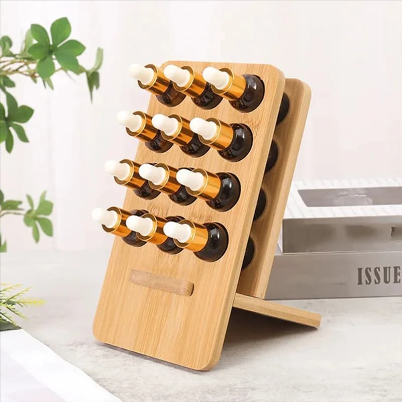 SEWS-12 Holes 15ML Wooden Essential Oil Bottle Display Stand For Doterra Aromatherapy Perfume Bottles Storage Organizer Rack