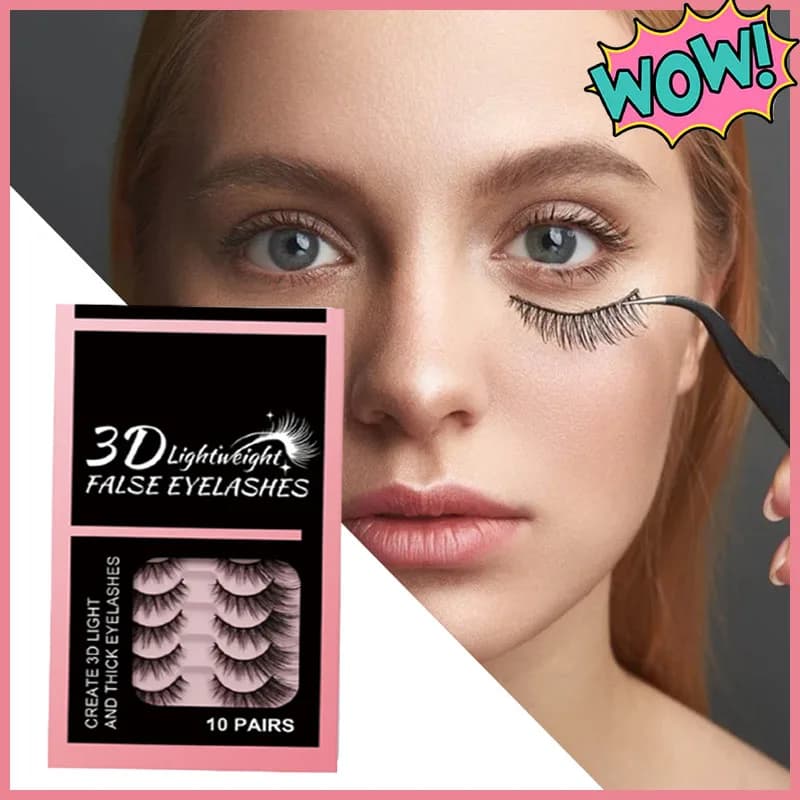 [Confezione da 10] Ciglia finte bioniche leggere 3D, effetto trucco nudo naturale, esteso per l'angolo esterno Spedizione gratuita