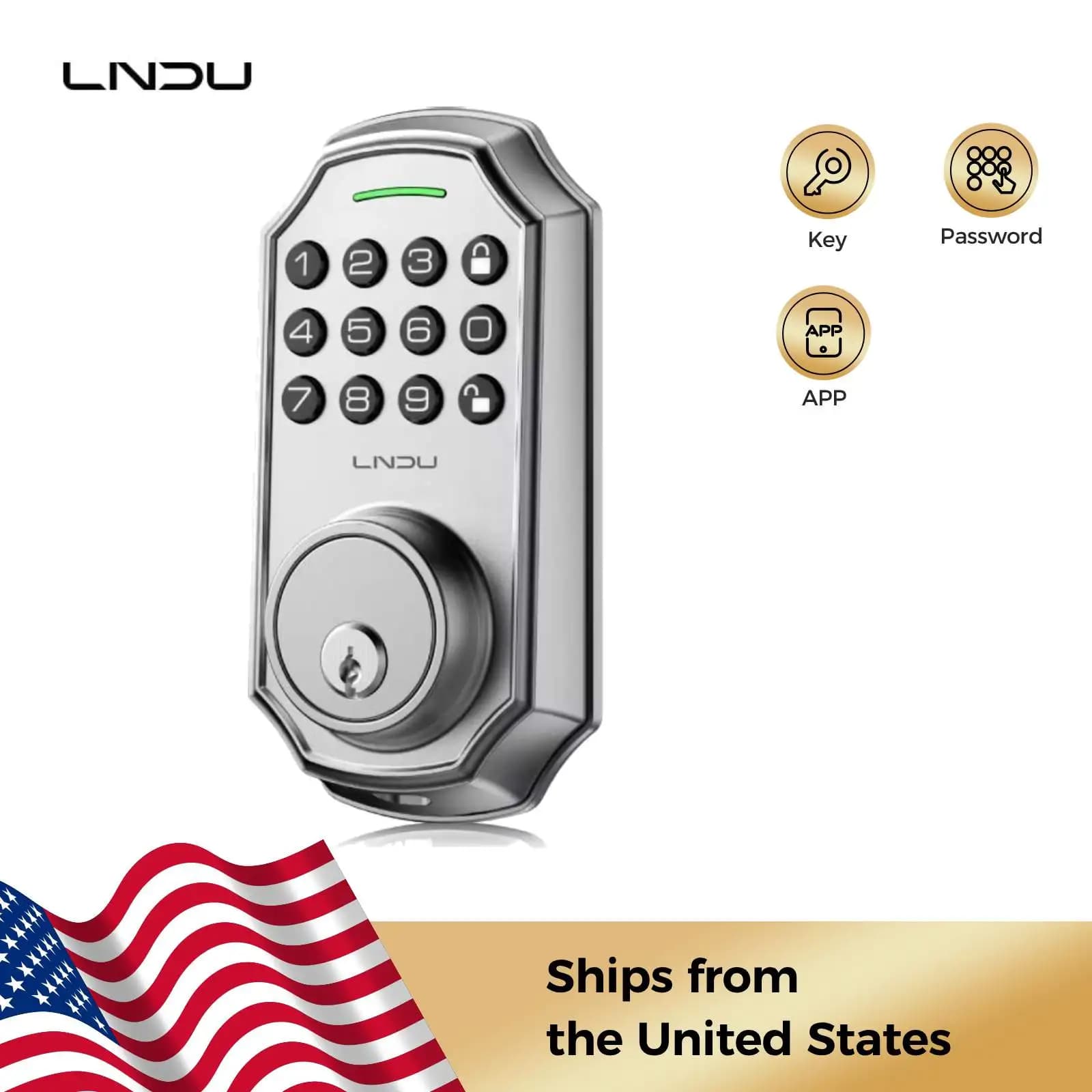 LNDU Smart Lock D180 100 entry codes Electronic keyboard Catenaccio Password anti-peeping One Touch Lock Automatic lock Security lock