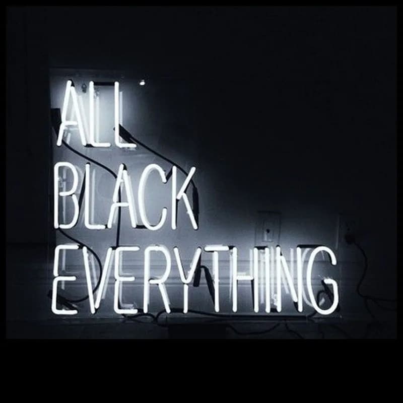 All Black Er'thing Insegna al neon Insegna al neon in vetro per la decorazione della parete Luce al neon Negozio Arredamento della stanza Birra Artigianato Iconico Affari Tutto