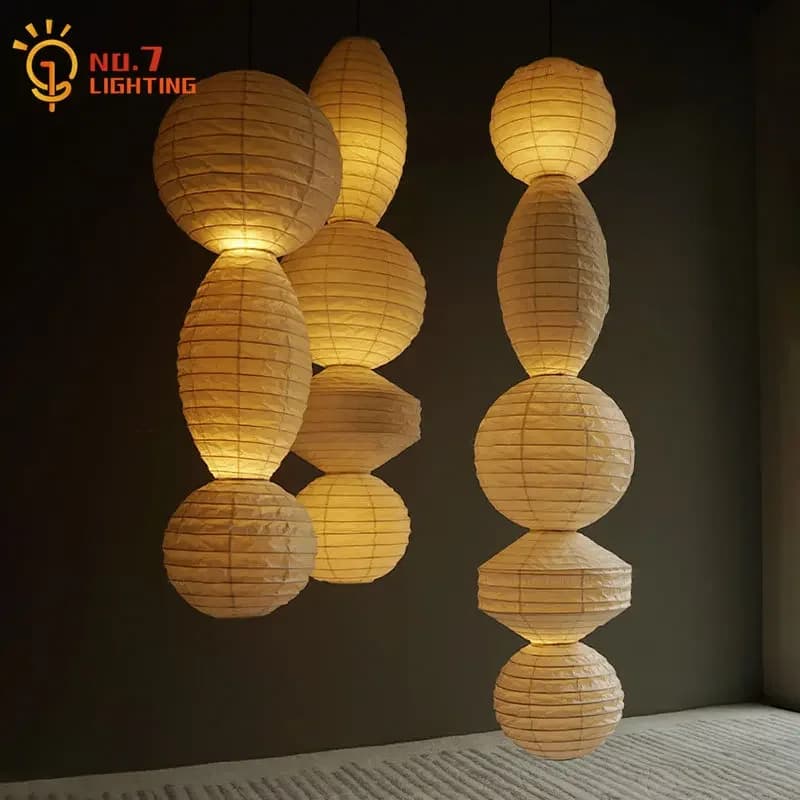 Wabi-sabi Mabel Pendant Lights LED E27 Akari Noguchi Yong Rice Paper Hanging Lamp Home Decor Living/Model Room Villa Hall Store