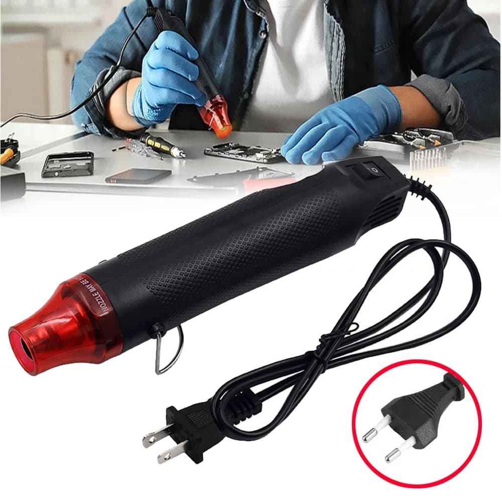 Pistola ad Aria Calda EU/US, Saldatore a Temperatura Regolabile, Mini Pistola Termica Elettrica per Fai-da-Te, Artigianato, Tubi Termoretraibili e Wrapping Auto