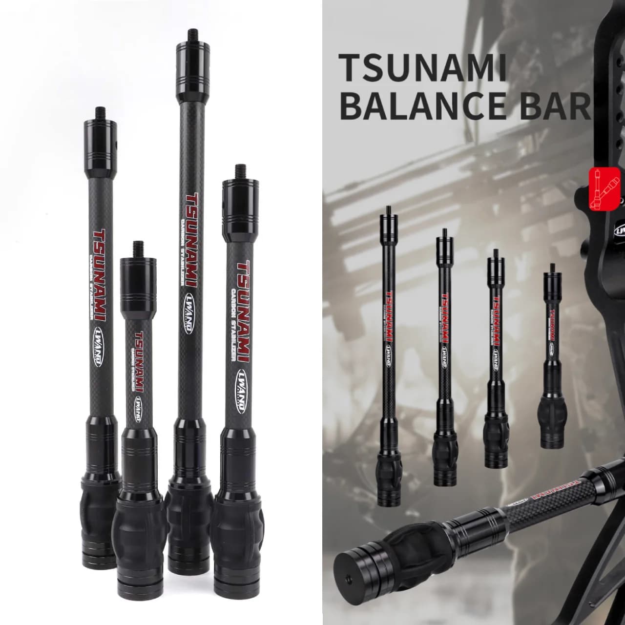 Barra Stabilizzatrice in Carbonio 3K per Tiro con l'Arco, Assorbimento degli Urti 6''/8''/10''/12'', Asta di Bilanciamento per Arco Compound, Pratica di Tiro con l'Arco