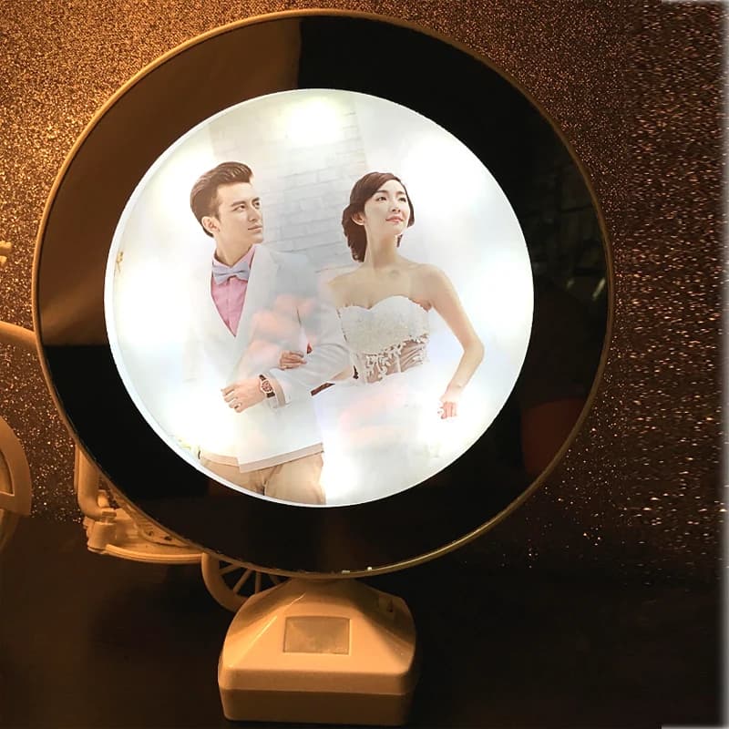 Cornice per foto creativa con luce LED multifunzione da 7 pollici con specchio Portafoto per matrimonio Decorazioni per la casa artistiche