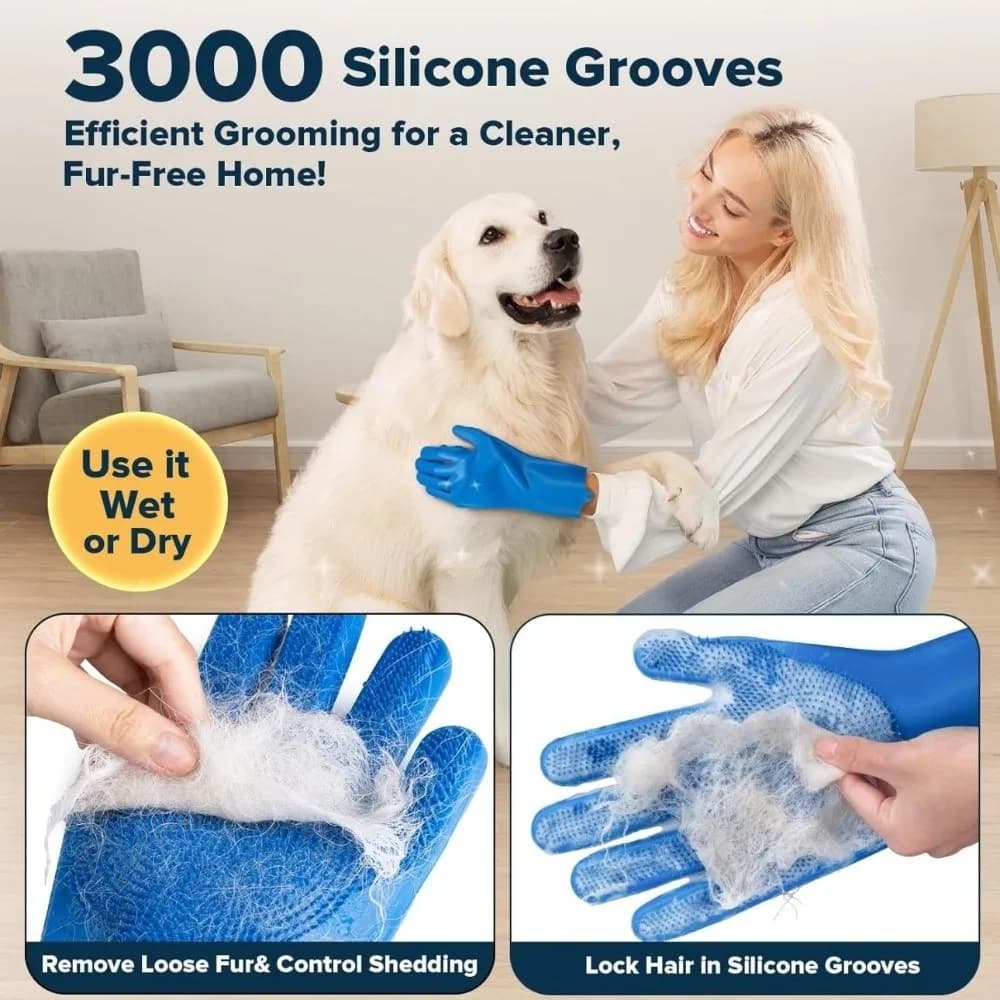 Set di 6 Guanti in Silicone per il Bagno di Cani e Gatti, Spazzola Massaggiante Morbida, Spazzolino da Denti, Spazzola per la Rimozione del Pelo, Non Tossico, Scrubber per Shampoo per Animali Domestici