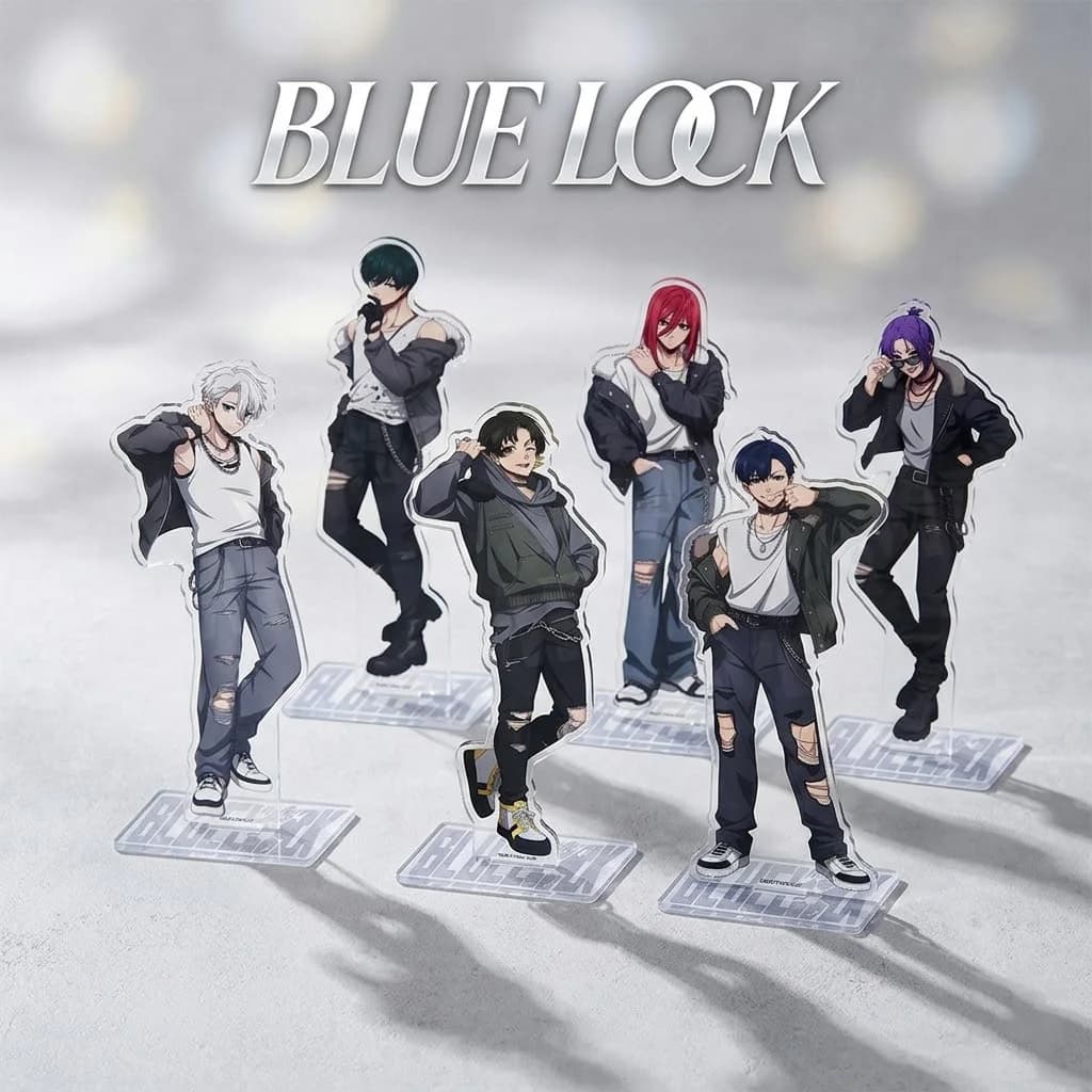 Portachiavi in acrilico da 15 cm Anime Blue Lock - Stand Anime Itoshi Rin Isagi Yoichi - Decorazione per la casa, ciondolo per zaino, regalo