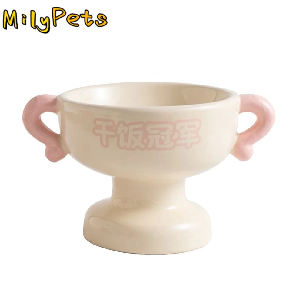 Elevated Cat Food Water Bowl Non-Slip Base High Feet Ceramic Pet Bowl Stable Large Capacity Pet Water Feeder Container