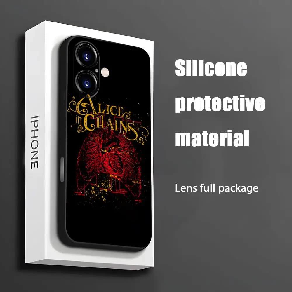 Album Alice In Chains Band Phone Case For iPhone 17 16 15 14 13 12 11 X XR XS 8 Plus Mini Pro Max Soft black Shockproof Cover