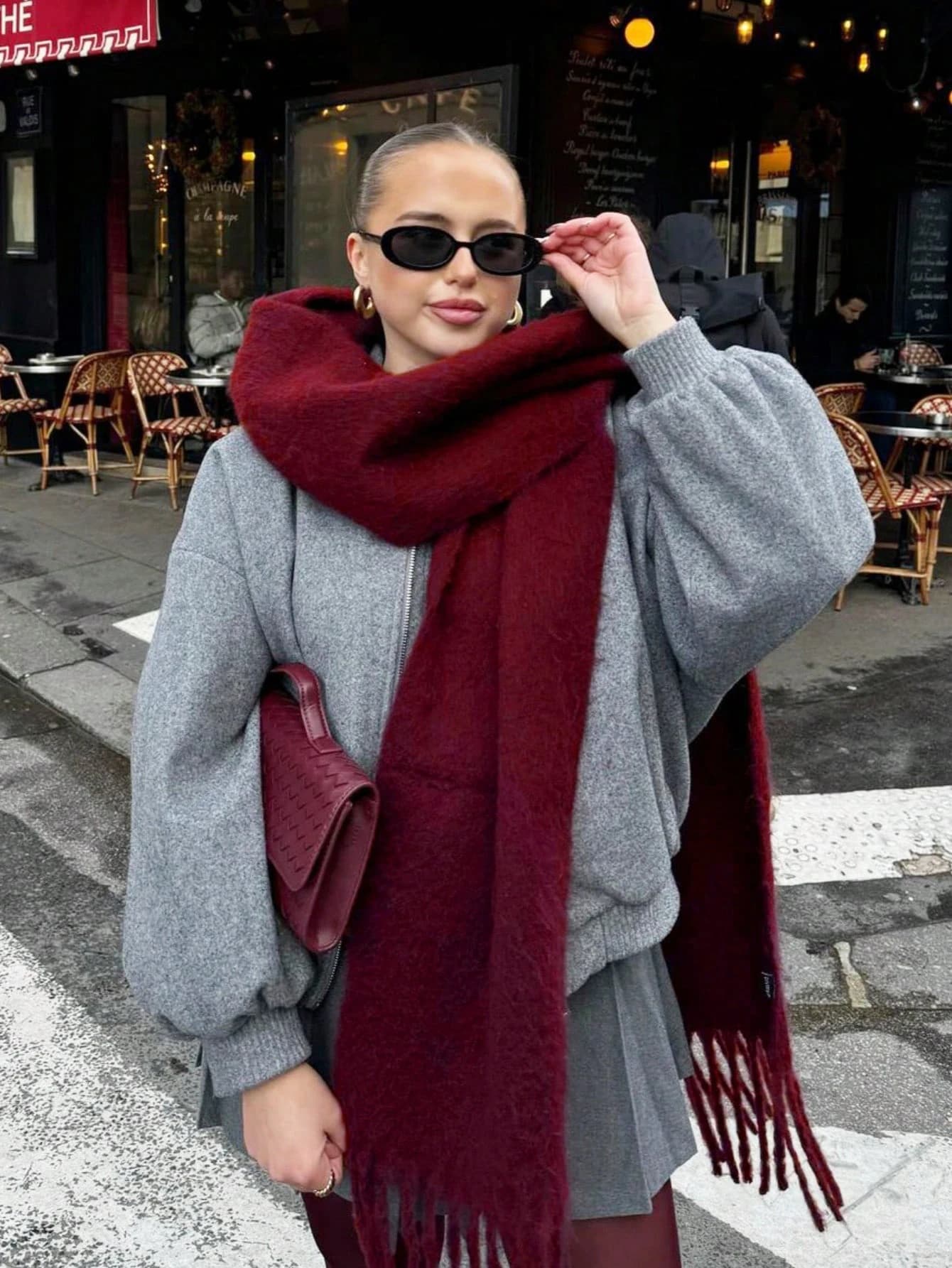 Sciarpa invernale Donna Sciarpa di cashmere autunno inverno di lusso Scialle caldo addensato Nappe classiche Sciarpa soffice Scialle morbido tinta unita