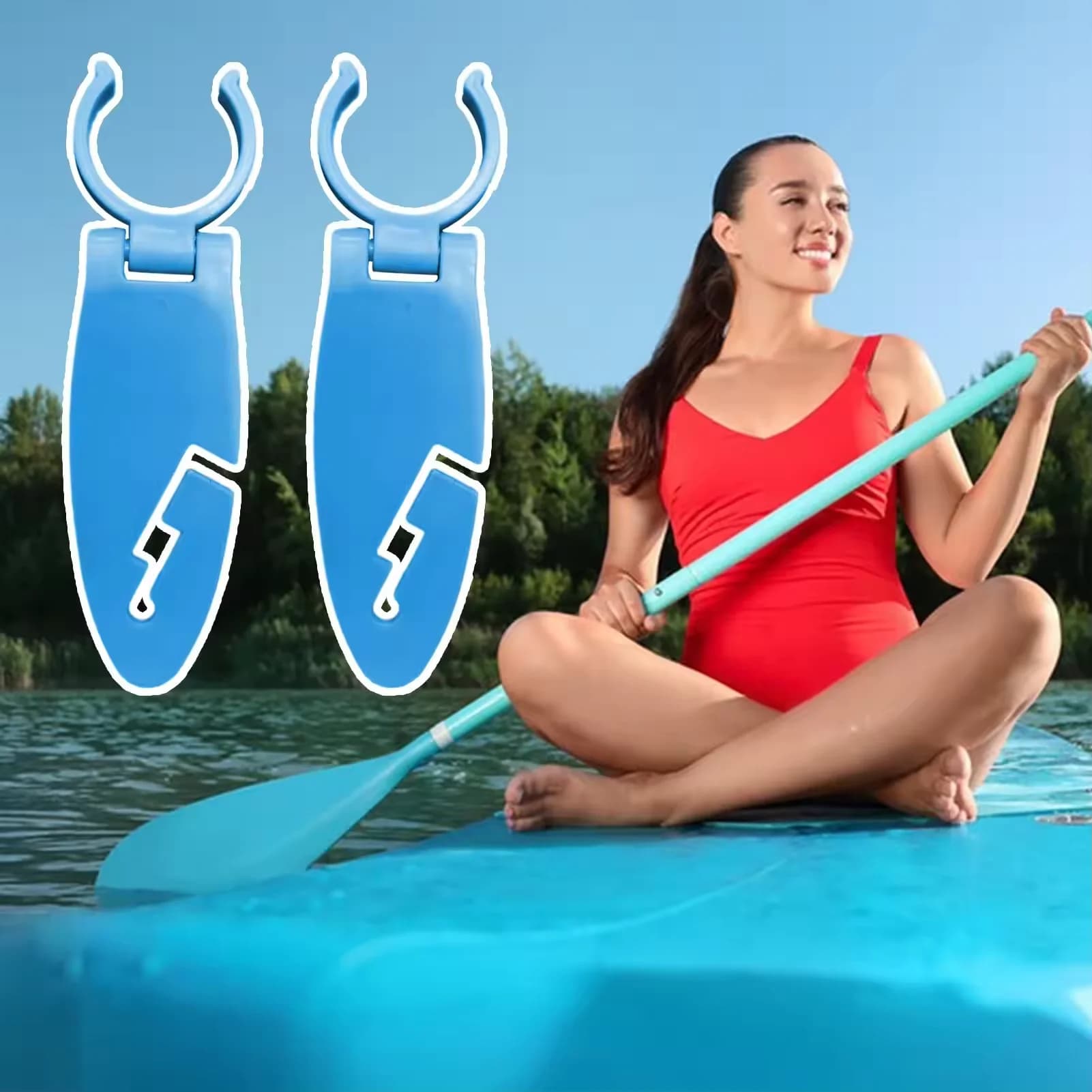 2 Pezzi Clip per Stand Up Paddle Board, Supporto Doppio per Paddle Board, Morsetti di Fissaggio Espandibili per Kayak
