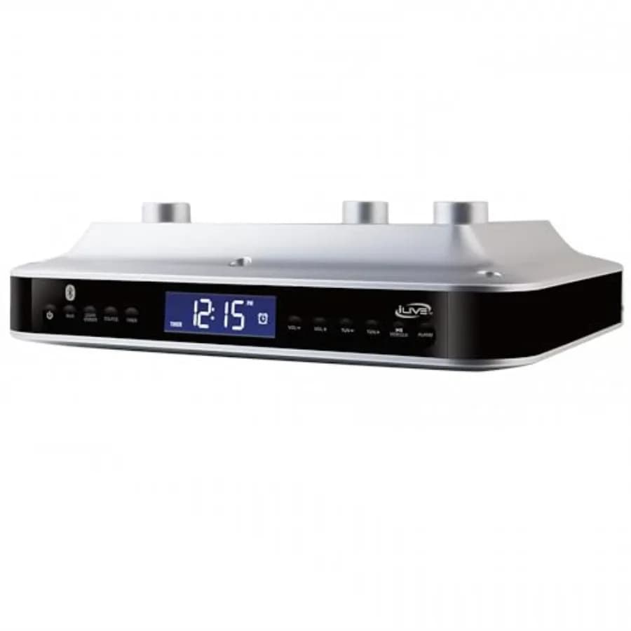 Radio FM Bluetooth da Sottopensile iLive per Cucina, Stereo Wireless con Orologio e Timer Integrati, 20 Preimpostazioni FM, Display LCD Negativo 60-