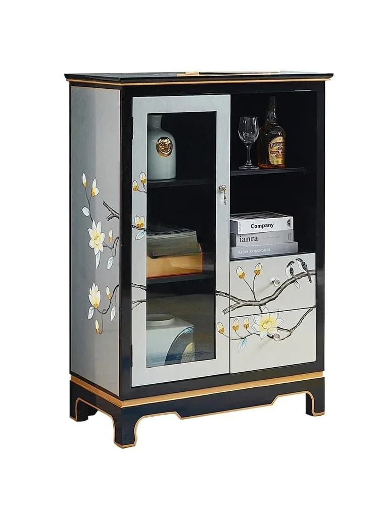 Nuovo credenza di lusso leggera in stile cinese, armadietto per vino da parete in vetro dipinto, per riporre la casa, nel corridoio