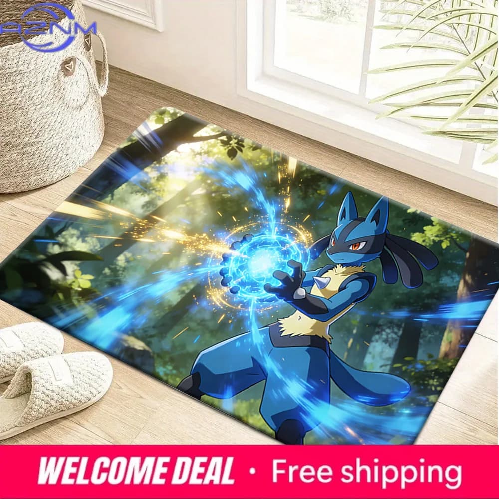Pokemon Lucario Aura Sphere Print Non-Slip Floor Mat Doormat