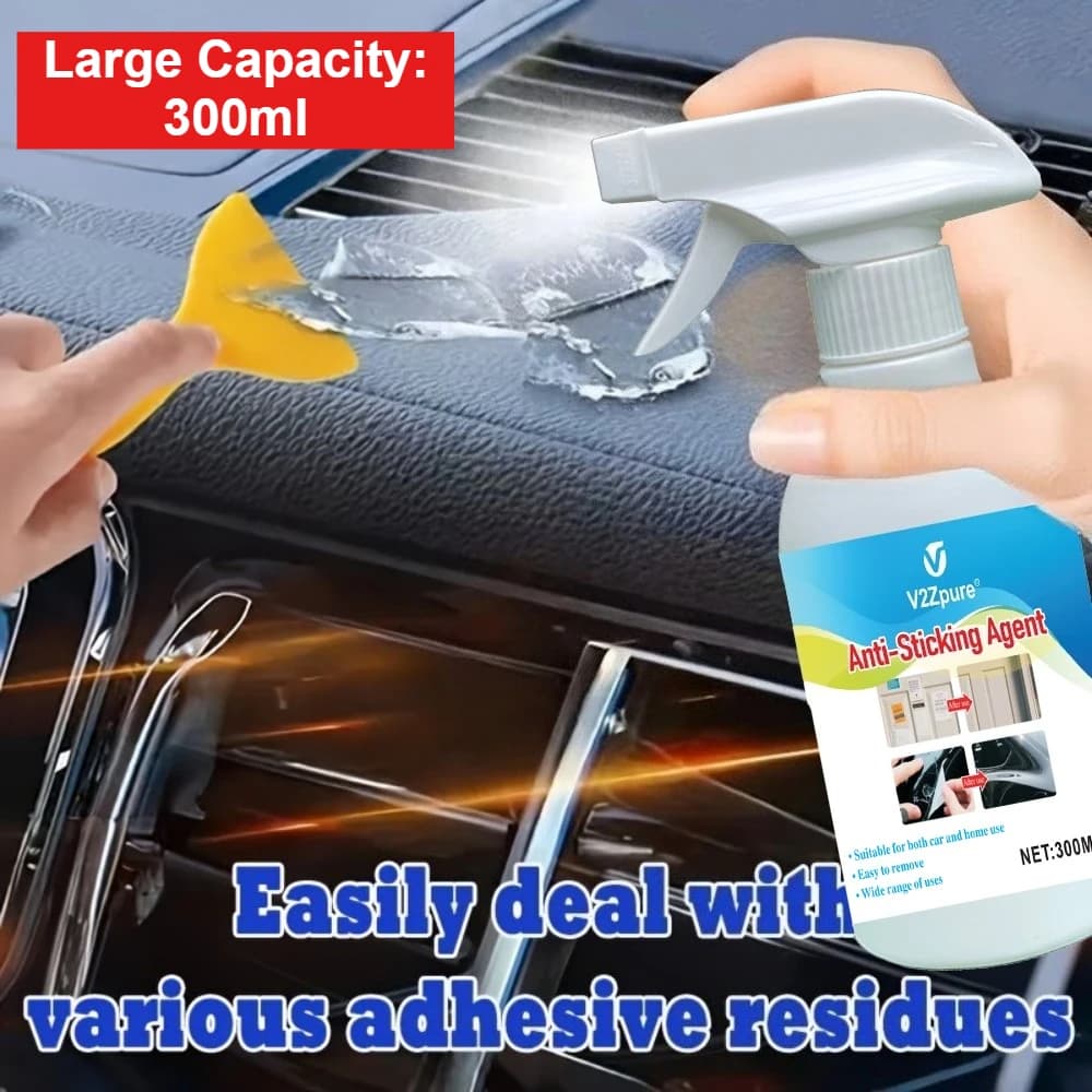 Spray detergente antiadesivo per rimuovere residui di colla, adesivi per vetri auto, decalcomanie e etichette.