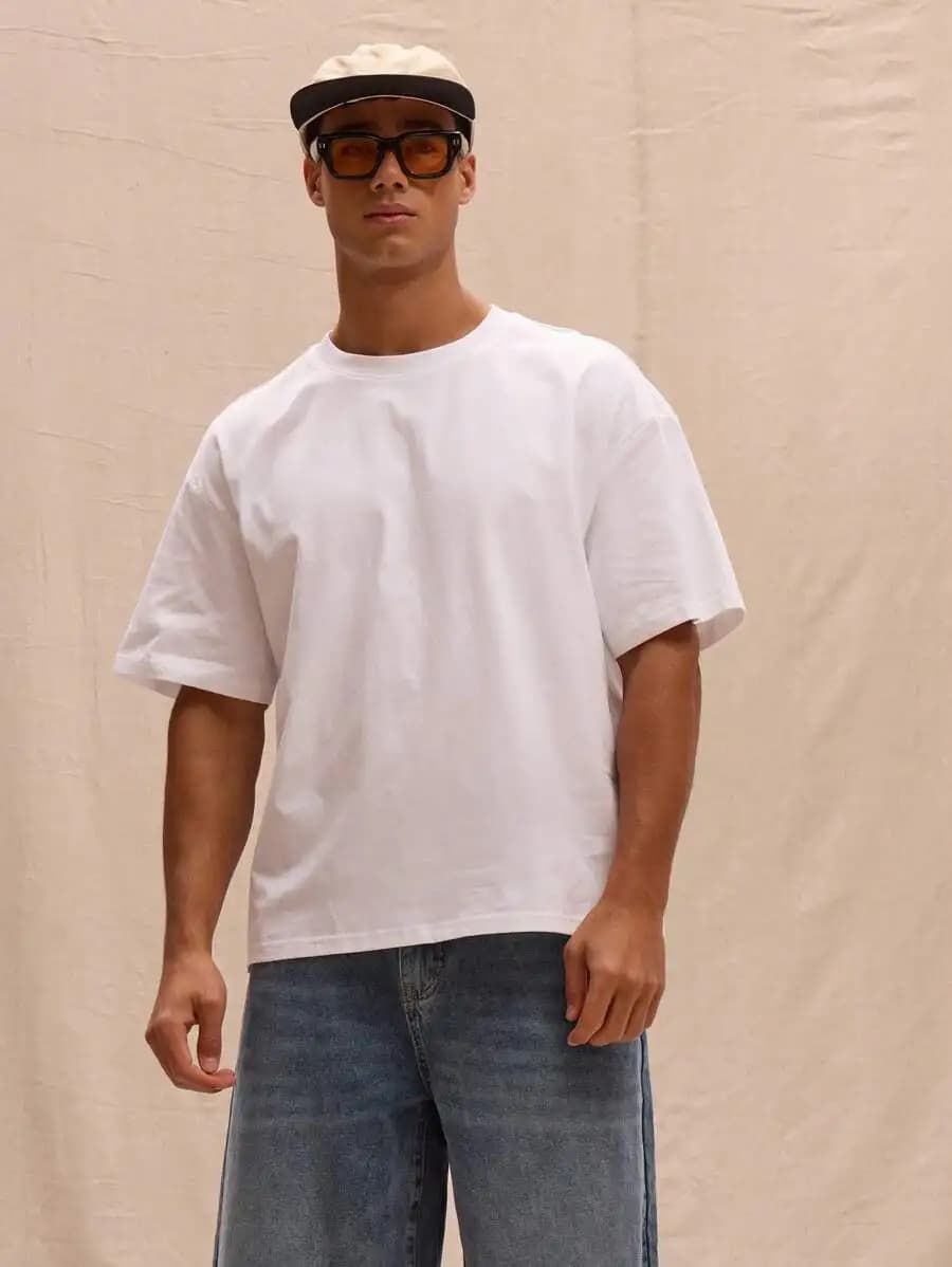 T-Shirt Oversize Bianca da Uomo per Primavera Estate, Stile Casual