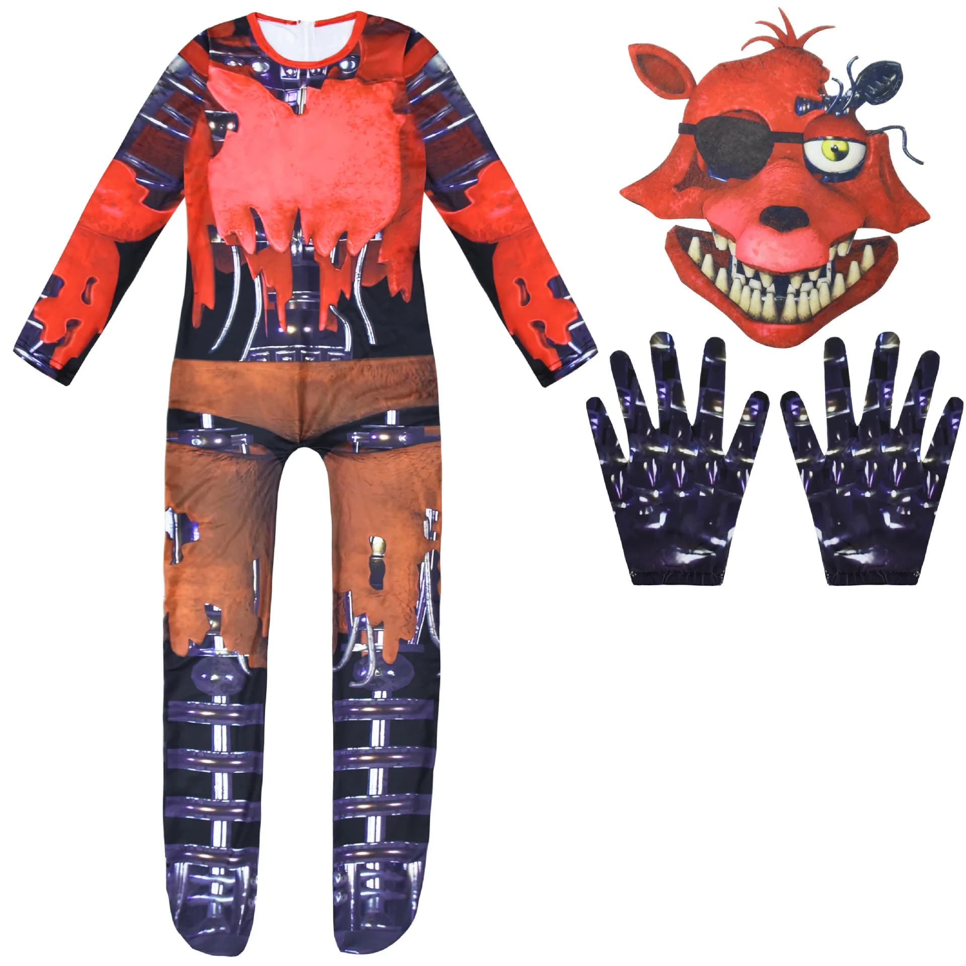 Costume di Halloween orribile per bambini Five Nights F-Freddyeds tuta Cosplay Nightmare BonnieD Wolf Anime regalo di natale per ragazzi