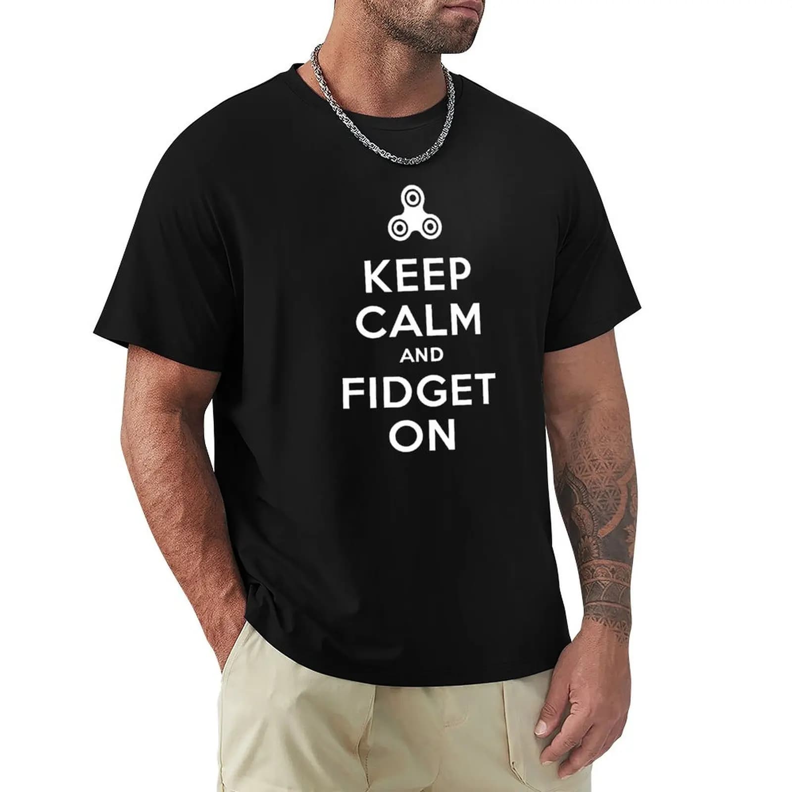 Tieniti calmo e divertiti - T-shirt Fidget Spinner per sport all'aria aperta a maniche corte