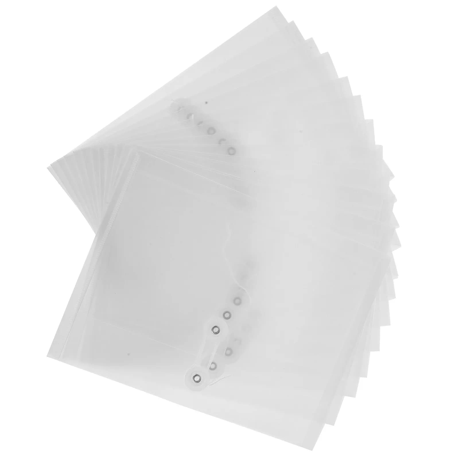12Pcs Clear PP Document Folder with Rope Wrap Button Closure Large Capacity Lightweight File Organizer for Receipts Coupons