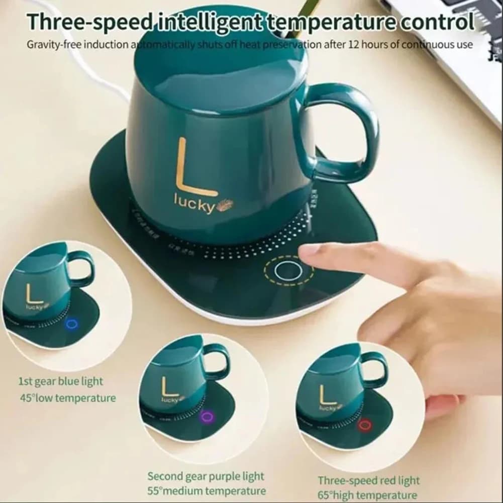 55 ℃ Tazza da caffè con tazza termica con cuscinetto riscaldante automatico Tazza scaldino in ceramica con ricarica USB per regalo per l'home office