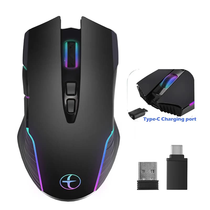 Mouse wireless 2.4G di tipo C per computer portatile MacBook Mouse silenzioso con clic Mouse wireless ricaricabile Plug and Play