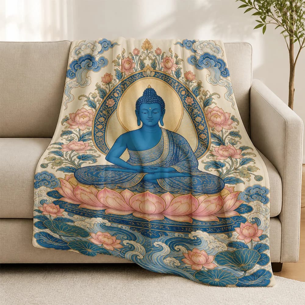 Spiritual Buddha Meditation Sofa Throw Blanket Cover for Home Decor Zen Zen Garden Ethnic Couch Cushion Bedding Asian Style Yoga