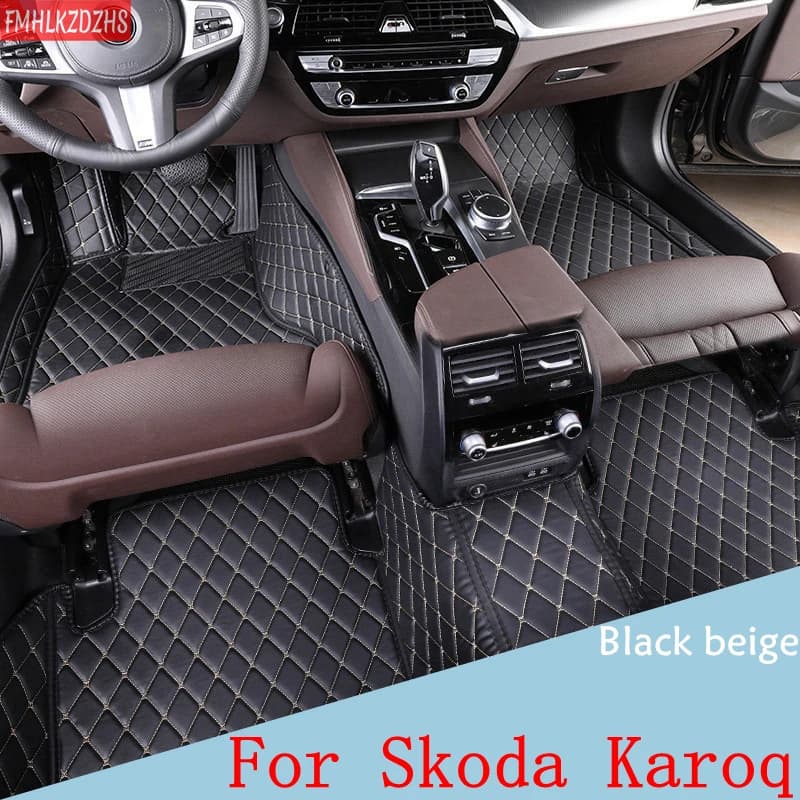FMHLKZDZHS Tappetini per auto personalizzati per Skoda Karoq Tappeti per auto Accessori per auto