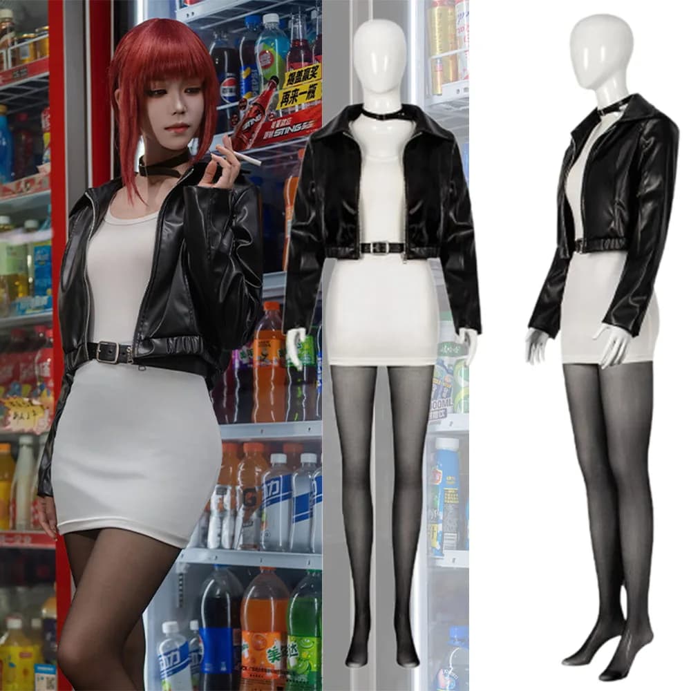 Anime Smoking Behind The Supermarket with You Tayama Yamada Cosplay Costume Wig Black Jacket Pencil Skirt Choker Pantyhose Party