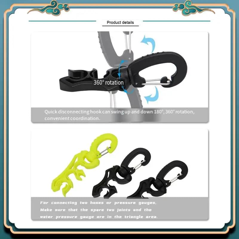 4 pieces flexible hose clip for dive double clip for BCD tube with snap buckle for dive spare parts