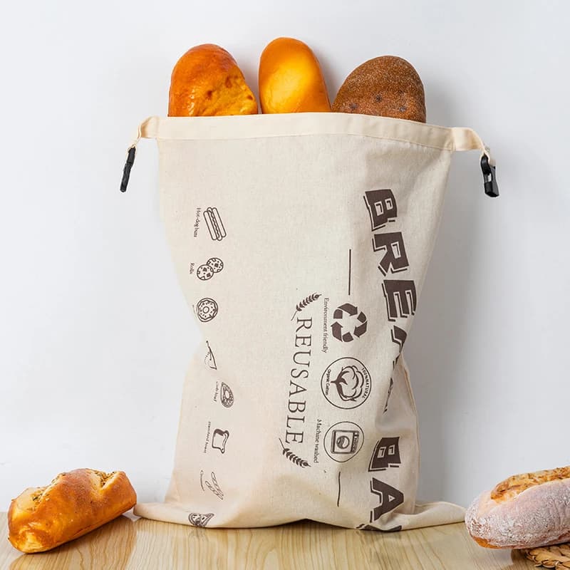 1 pz sacchetti di pane riutilizzabili con chiusura con fibbia a rilascio cucina sacchetti di stoccaggio del pane a lievitazione naturale panno di cotone TPU tasca a prova di olio