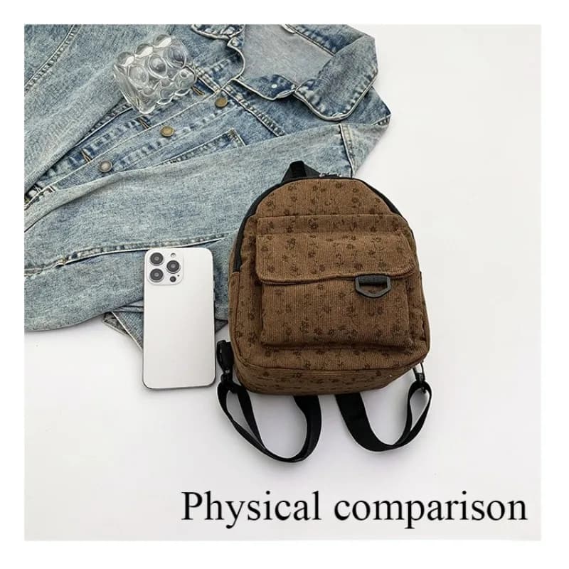 New mini ribbed velvet backpack 2025 Light and spacious and elegant travel backpack for students
