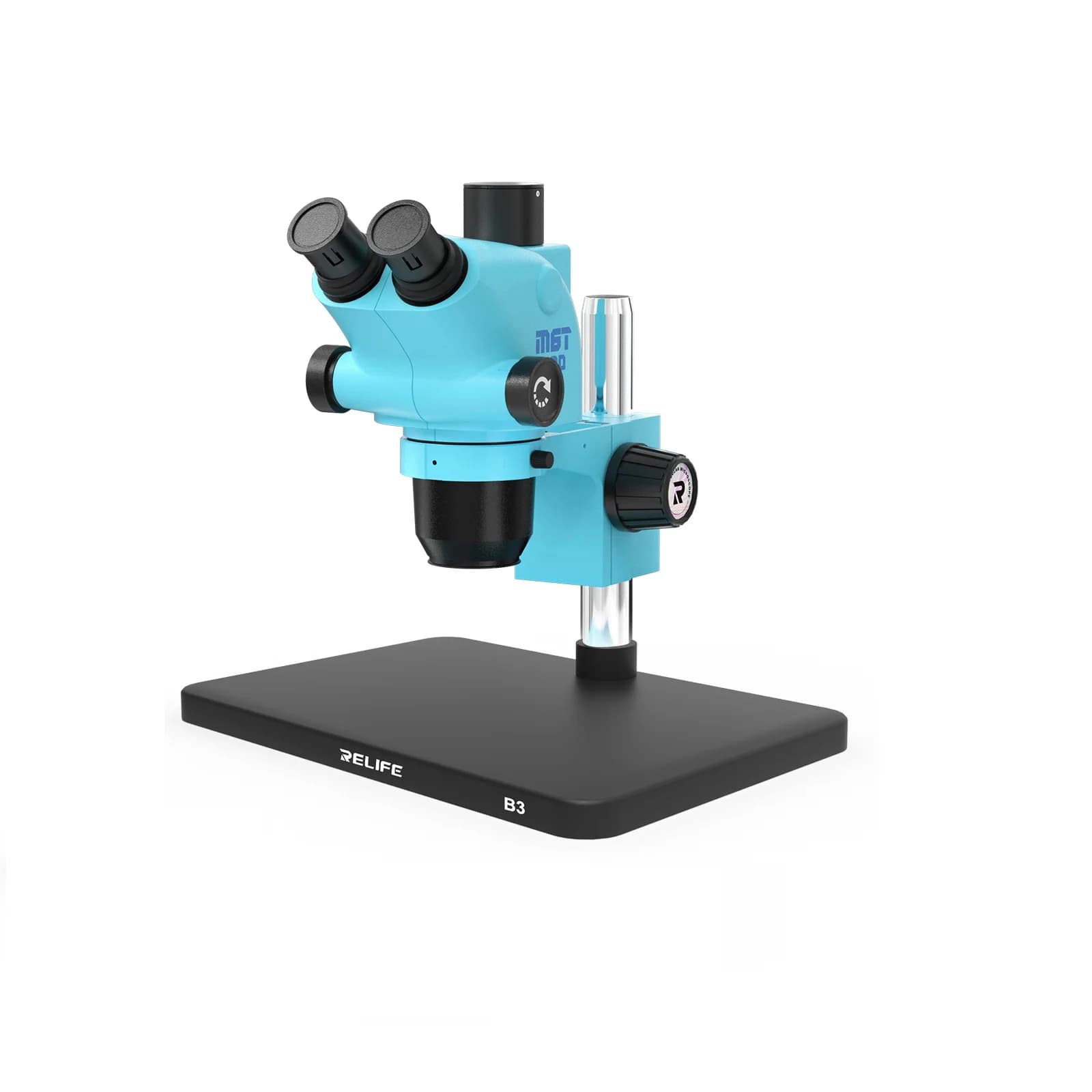 RELIFE RL-M6T Pro-B3 Motore per microscopio stereo trinoculare HD + Sorgente luminosa SS-033 + Adattatore TV 0,5 + Fotocamera MC1 4K per PCB del telefono