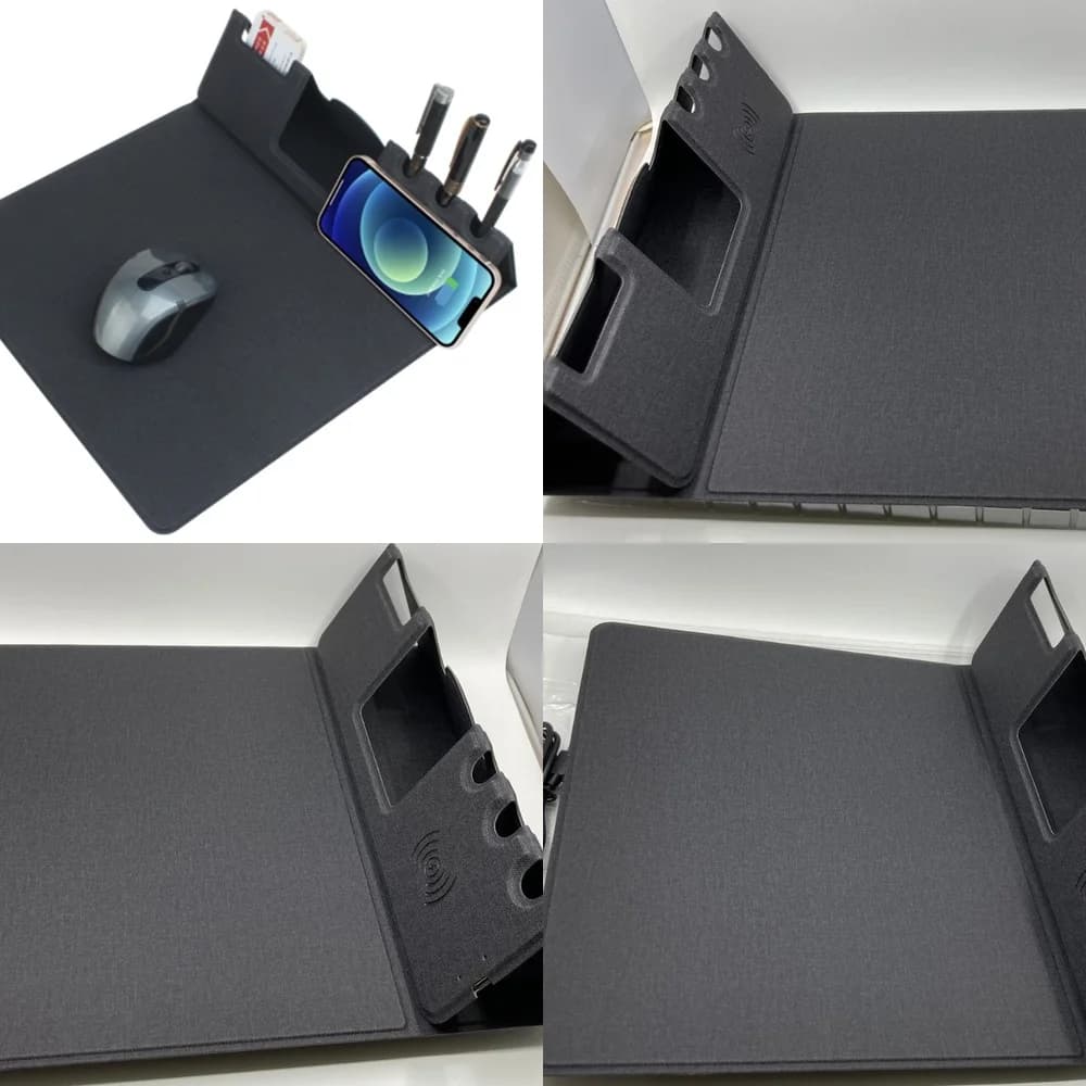 Tappetino Mouse in PU con Ricarica Wireless 15W per EBWRS68 con Funzione di Ricarica Tastiera, Caricatore Rapido da Scrivania Antiscivolo Ergonomico
