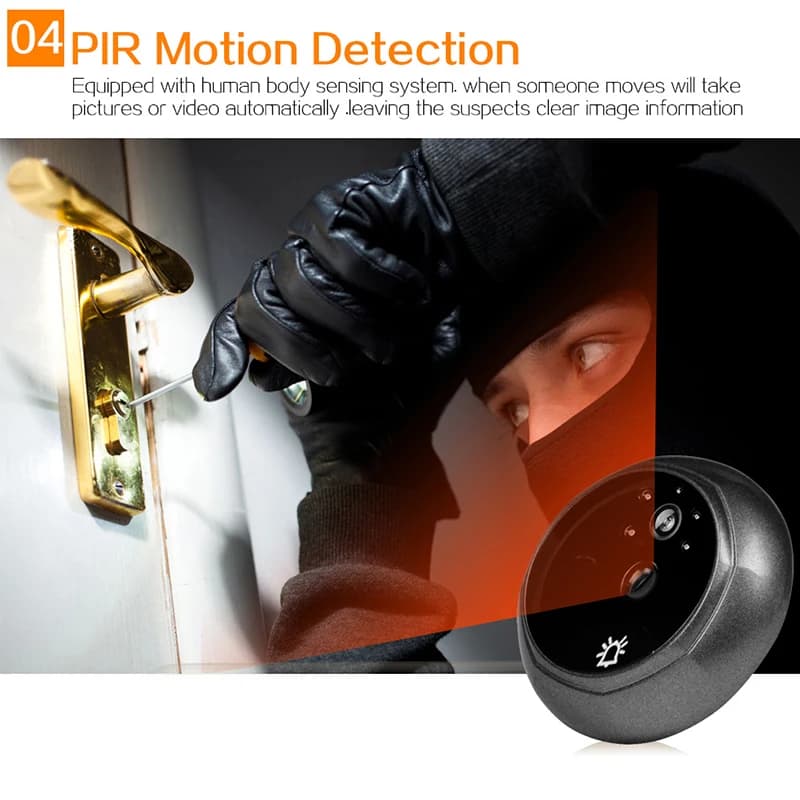 Spioncino Digitale con Schermo HD da 3,5 Pollici, 1MP, 120° ° Campanello Intelligente con Visione Notturna Grandangolare, Sensore PIR, Schermo LCD, Telecamera Wireless WiFi per Porta