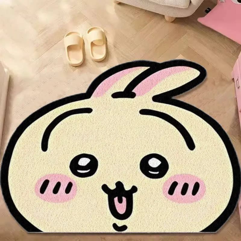 Cute Chiikawa Cartoon Loop Mat Household Entrance Doormat Wear Resistant Rug for Entryway Hall Living Room Indoor Decor Foot Pad