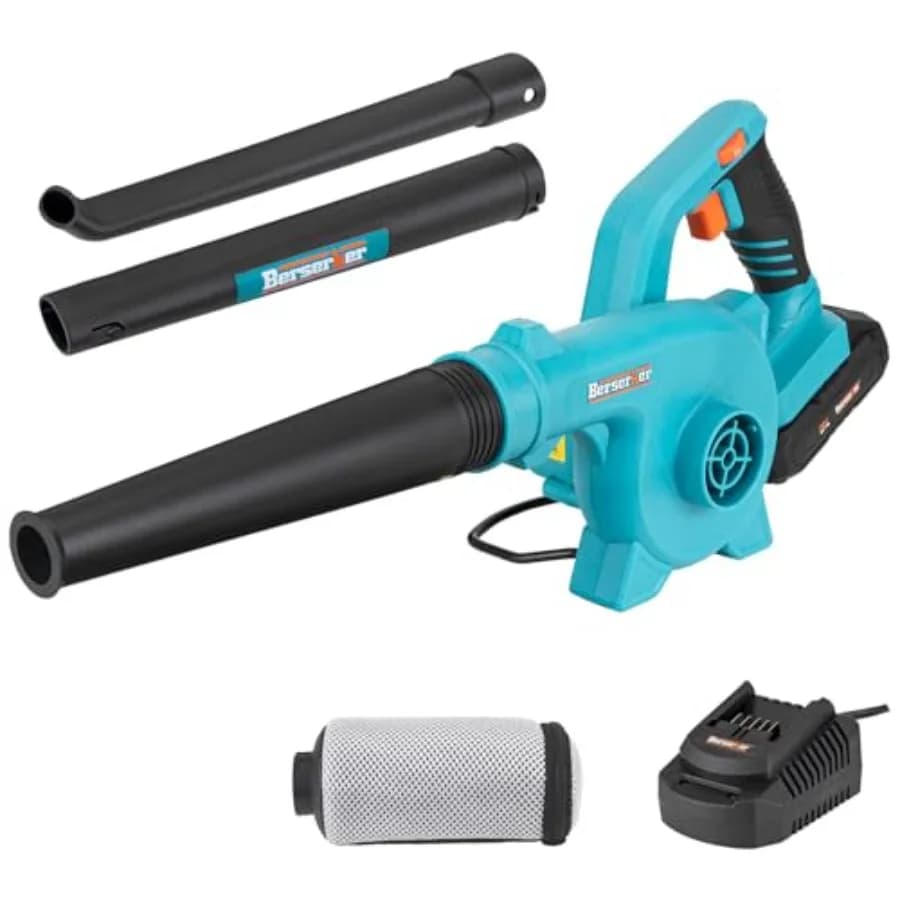Soffiatore per foglie 20V Cordless 2.0Ah Funzionamento a batteria e caricabatterie inclusi 2in1 Compatto Elettrico Alimentato Palmare Leggero Variabile