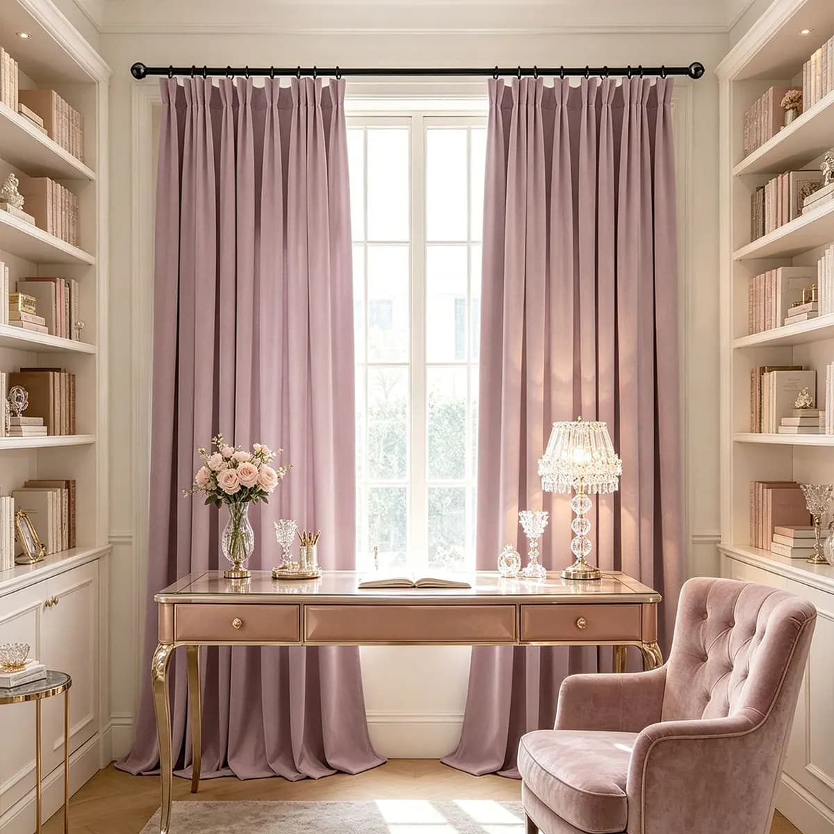 Modern Velvet Curtain Panels, 2Pcs Pinch Pleat Hook Type, Semi Blackout Thermal Noise Reducing Curtains for Living Room Bedroom