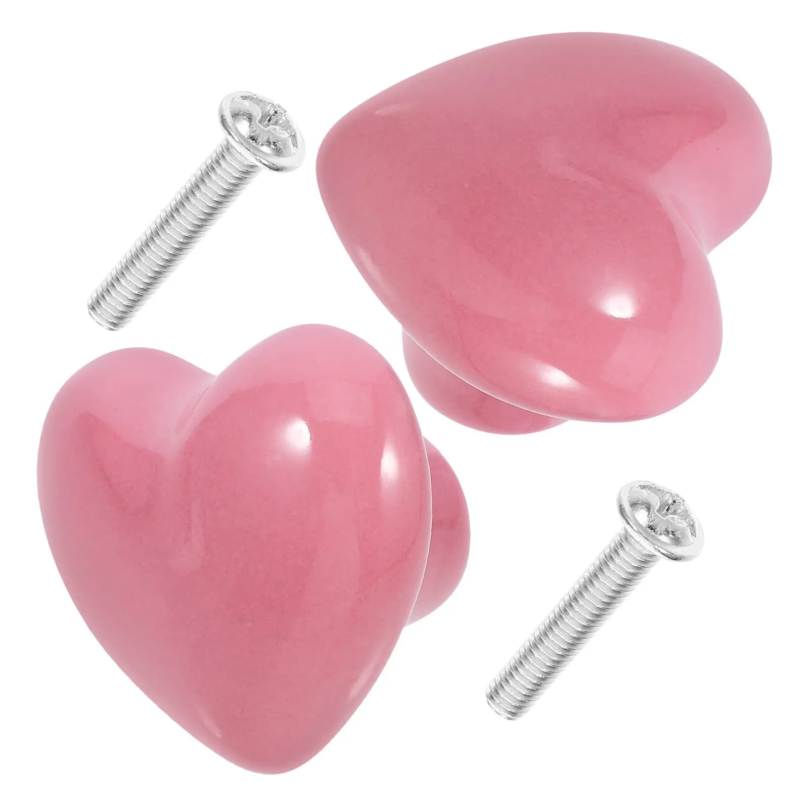 2 Pezzi Maniglie a Cuore in Ceramica, Romantici Pomelli per Armadietti, Maniglie per Cassetti, Carini Pomelli per Porte di Armadi e Cassettiere, Rosa