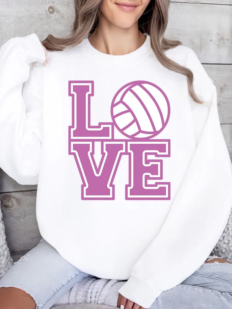 Love Volleyball women's crew neck sweatshirt, casual, long sleeves, wide fit, for everyday