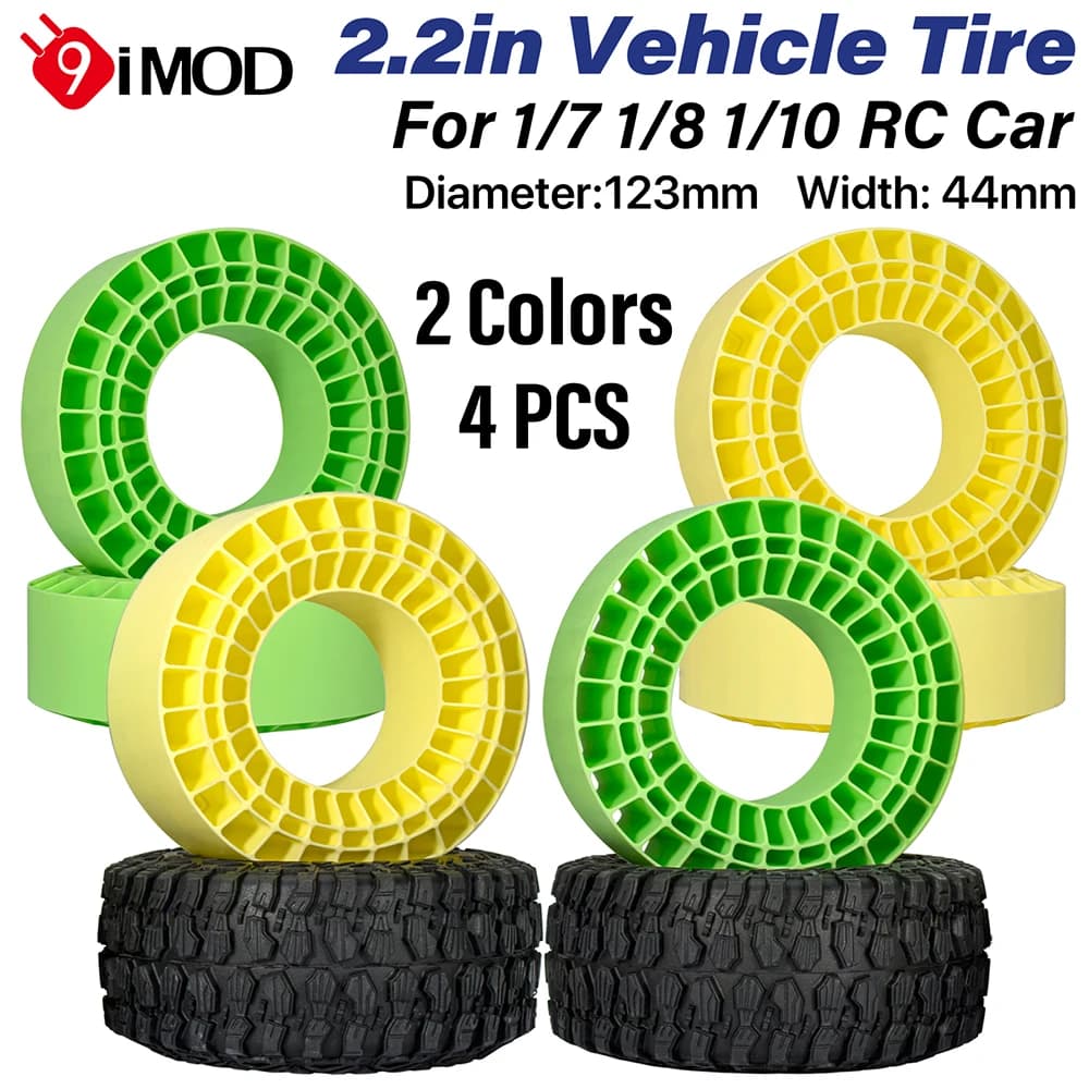 9IMOD 4pcs Silicone Rubber Inserts 2.2" Tires Super Soft Wheel Tires 123*45MM For 1/7 1/8 1/10 Remote Control Climbing Car