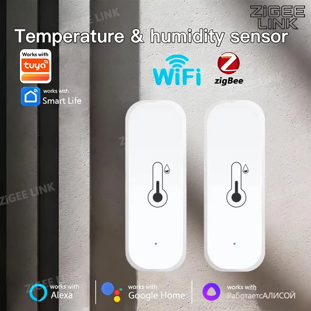 Sensore di Temperatura e Umidità Smart Zigbee/WIFI, Monitoraggio Remoto tramite APP, Controllo Vocale, Compatibile con Smart Life APP, Tuya, Alexa e Google Home