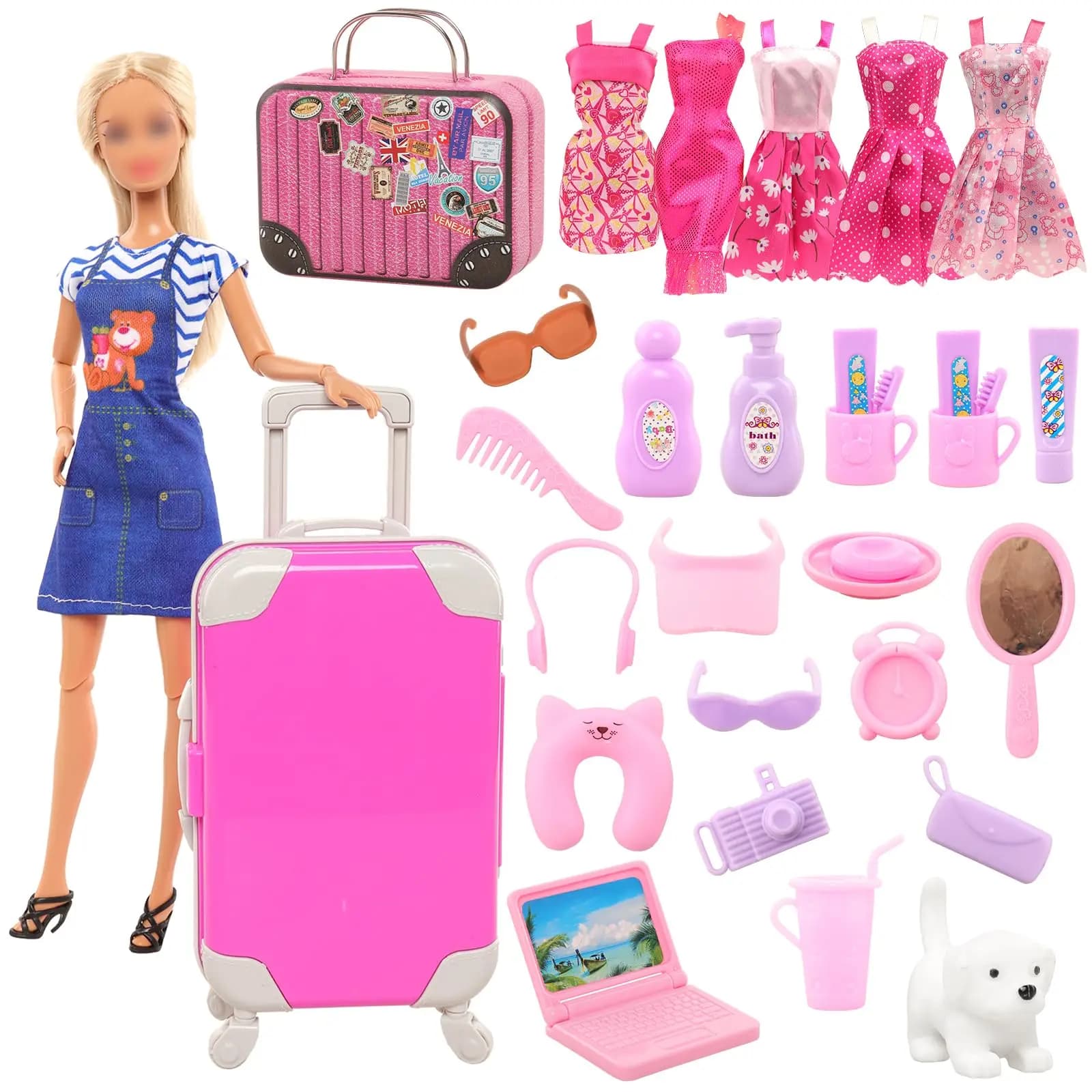 BARWA 30 Pcs 11.5 lnch mobili da viaggio moda 30cm ragazza bambola vestiti e accessori regalo per bambini da 3 a 8