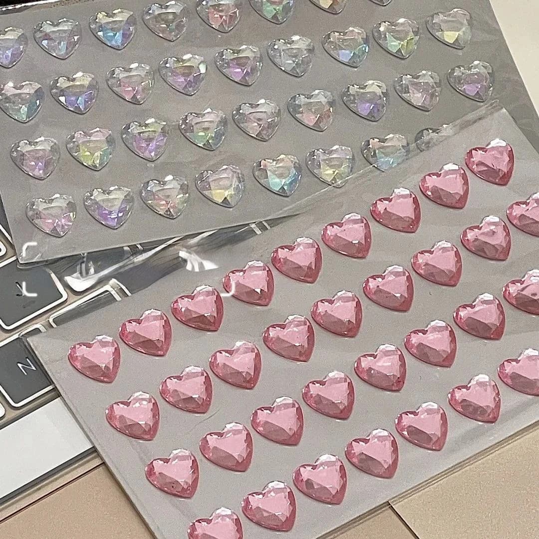 3D Crystal Heart Shape Diamond Sticker, DIY Handmade Material, Desktop Decoration, Phone Case, Camera, Kawaii Stickers, Cup, Laptop Decoration