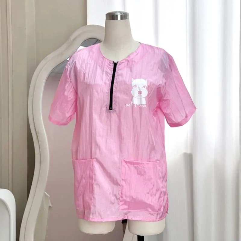 Abbigliamento colorato per toelettatura cani Uniformi da negozio per animali domestici impermeabili e traspiranti Toelettatore per animali domestici Abiti da lavoro Top a maniche corte Grembiule